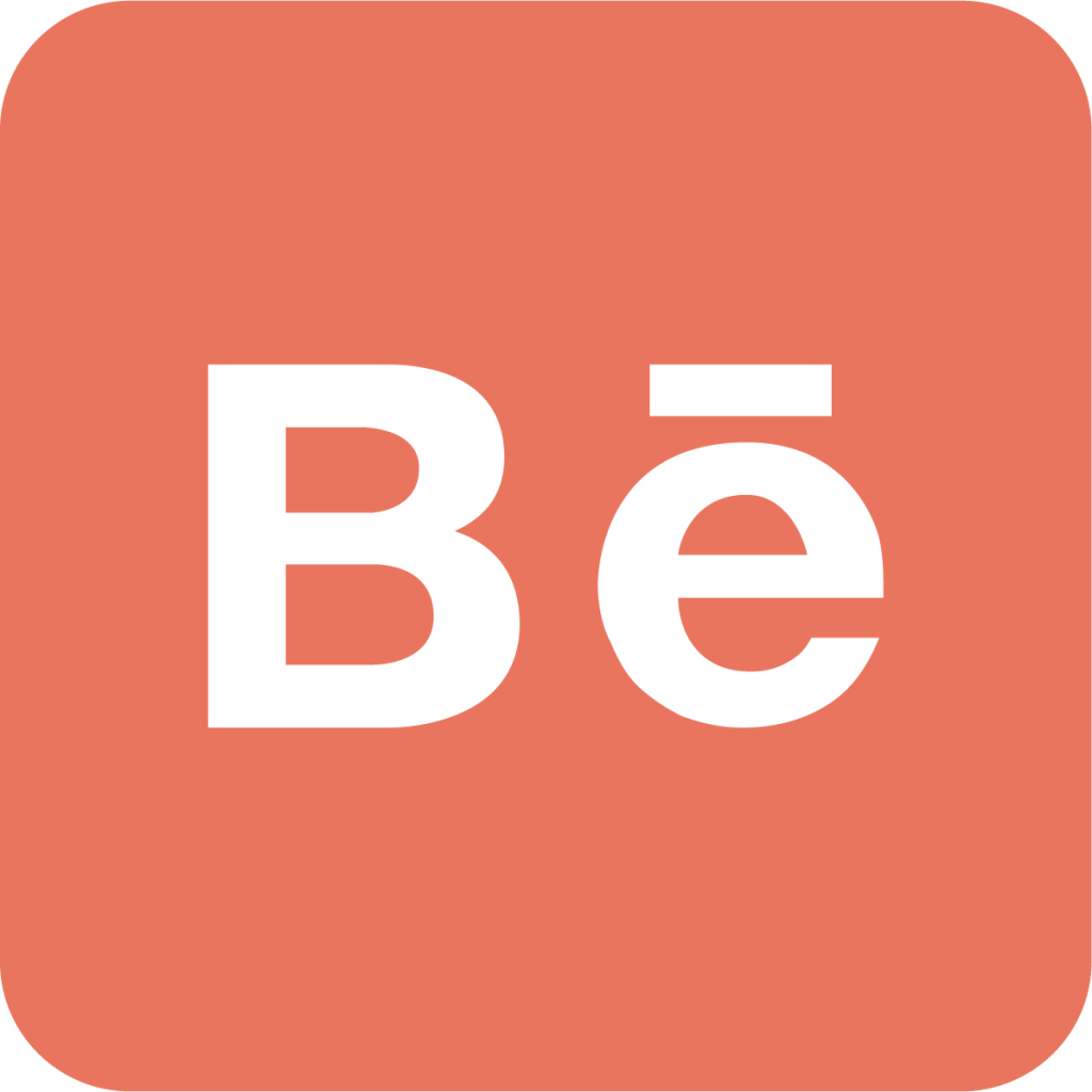 Logo behance png sur fond orange - redirection profil Océane Izérable - Graphiste Illustratrice et Motion Designer