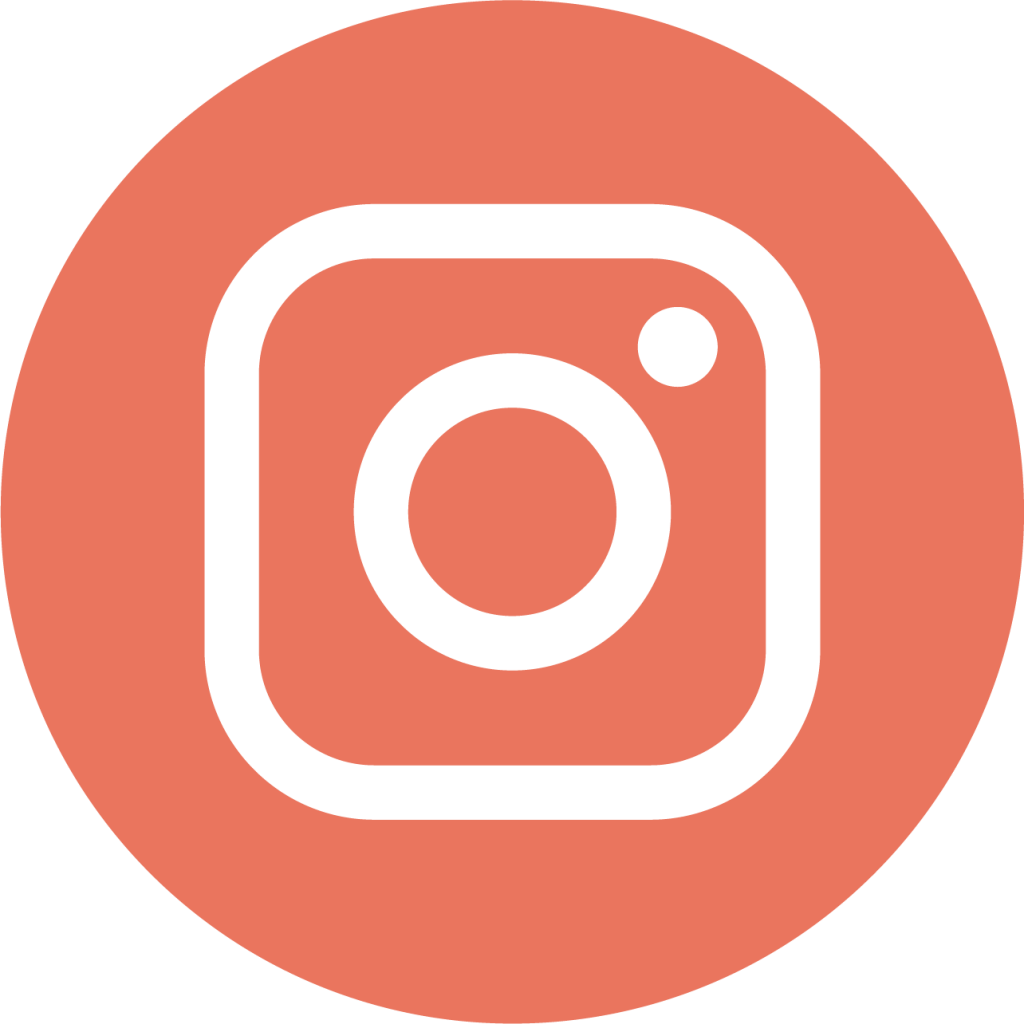 Logo instagram png sur fond orange rond - redirection profil Océane Izérable - Graphiste Illustratrice et Motion Designer