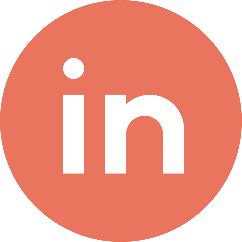 Logo linkedin png sur fond orange rond - redirection profil Océane Izérable - Graphiste Illustratrice et Motion Designer